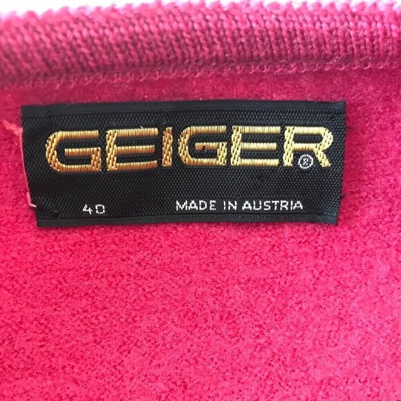 Geiger Austria Pink Boiled Wool Button Front Cardigan Sweater Medium Knit Career - Picture 3 of 12